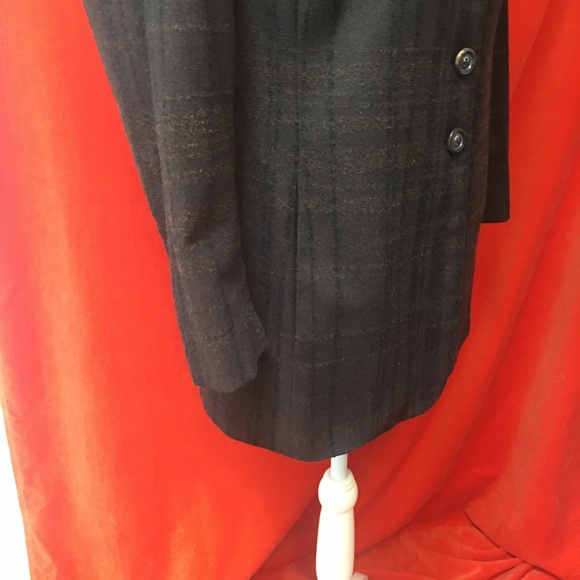 Akris textured wool plaid blazer brown and black size 14 - Picture 3 of 8